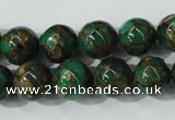 CGO104 15.5 inches 12mm round gold green color stone beads