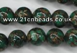 CGO106 15.5 inches 16mm round gold green color stone beads