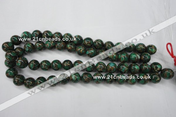 CGO107 15.5 inches 18mm round gold green color stone beads