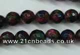 CGO11 15.5 inches 6mm faceted round gold multi-color stone beads