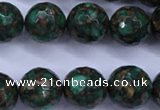 CGO117 15.5 inches 18mm faceted round gold green color stone beads