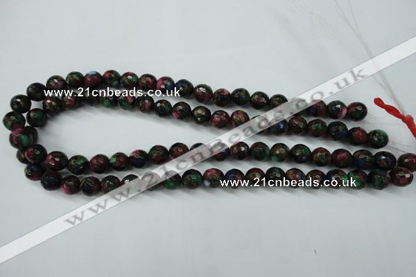 CGO12 15.5 inches 8mm faceted round gold multi-color stone beads