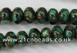 CGO122 15.5 inches 8*12mm rondelle gold green color stone beads