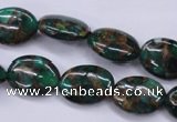 CGO146 15.5 inches 10*14mm oval gold green color stone beads