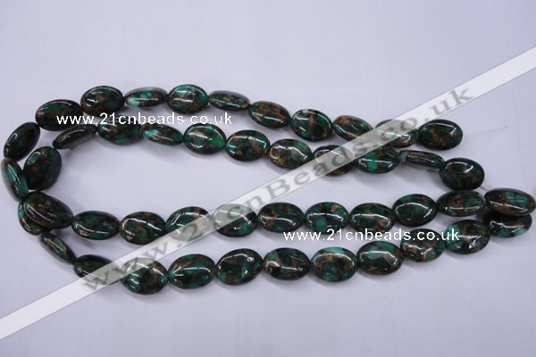 CGO147 15.5 inches 12*16mm oval gold green color stone beads