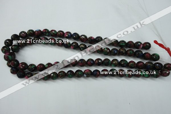 CGO15 15.5 inches 12mm faceted round gold multi-color stone beads