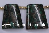 CGO155 Top-drilled 22*28mm trapezoid gold green color stone beads