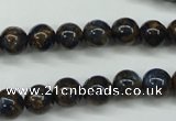 CGO161 15.5 inches 6mm round gold blue color stone beads