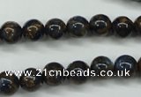 CGO161 15.5 inches 6mm round gold blue color stone beads