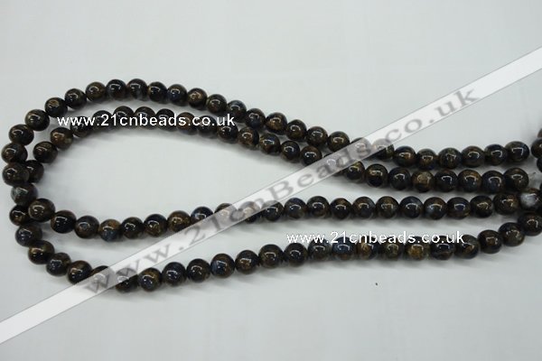 CGO162 15.5 inches 8mm round gold blue color stone beads