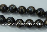 CGO163 15.5 inches 10mm round gold blue color stone beads