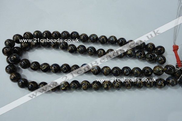 CGO163 15.5 inches 10mm round gold blue color stone beads