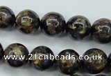 CGO166 15.5 inches 16mm round gold blue color stone beads