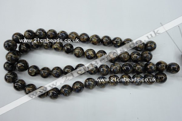 CGO168 15.5 inches 20mm round gold blue color stone beads