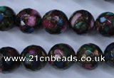 CGO17 15.5 inches 16mm faceted round gold multi-color stone beads