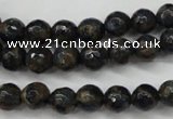 CGO171 15.5 inches 6mm faceted round gold blue color stone beads