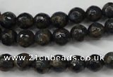 CGO172 15.5 inches 8mm faceted round gold blue color stone beads