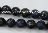 CGO174 15.5 inches 12mm faceted round gold blue color stone beads