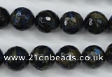 CGO175 15.5 inches 14mm faceted round gold blue color stone beads