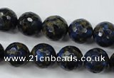 CGO176 15.5 inches 16mm faceted round gold blue color stone beads