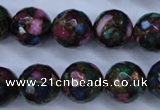 CGO18 15.5 inches 18mm faceted round gold multi-color stone beads