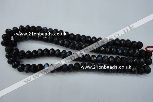 CGO185 15.5 inches 8*12mm faceted rondelle gold blue color stone beads