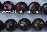 CGO19 15.5 inches 20mm faceted round gold multi-color stone beads