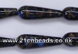 CGO190 15.5 inches 12*40mm teardrop gold blue color stone beads