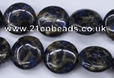 CGO202 15.5 inches 16mm flat round gold blue color stone beads