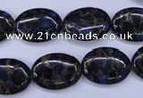 CGO206 15.5 inches 10*14mm oval gold blue color stone beads