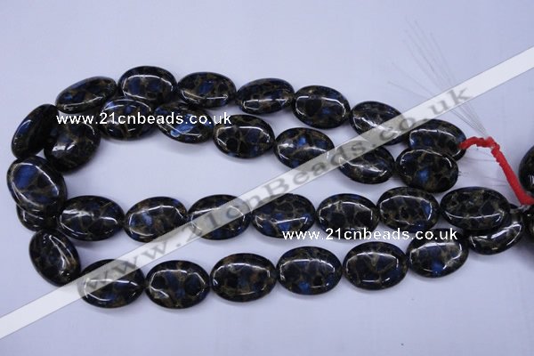CGO206 15.5 inches 10*14mm oval gold blue color stone beads