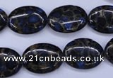 CGO207 15.5 inches 12*16mm oval gold blue color stone beads