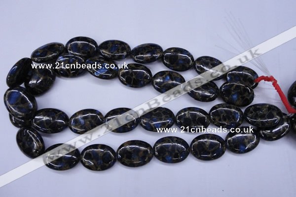 CGO210 15.5 inches 18*25mm oval gold blue color stone beads