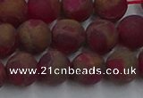 CGO253 15.5 inches 10mm round matte gold multi-color stone beads