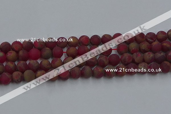 CGO254 15.5 inches 12mm round matte gold multi-color stone beads