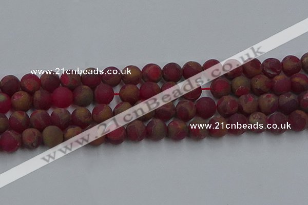 CGO254 15.5 inches 12mm round matte gold multi-color stone beads