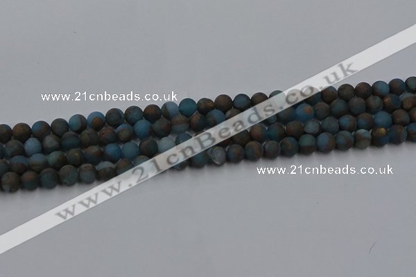 CGO256 15.5 inches 6mm round matte gold multi-color stone beads