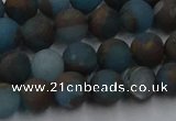 CGO257 15.5 inches 8mm round matte gold multi-color stone beads