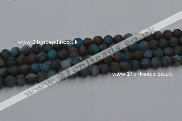 CGO258 15.5 inches 10mm round matte gold multi-color stone beads