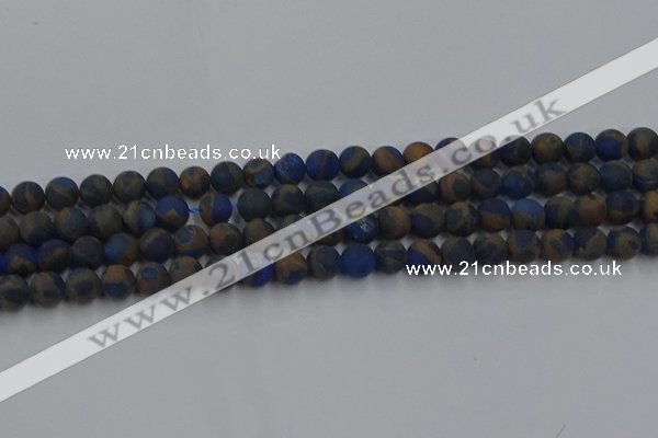 CGO261 15.5 inches 6mm round matte gold multi-color stone beads