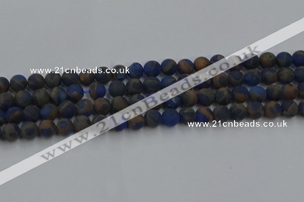 CGO262 15.5 inches 8mm round matte gold multi-color stone beads