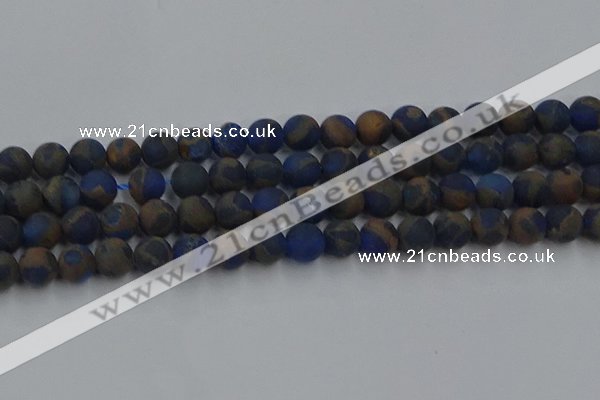 CGO263 15.5 inches 10mm round matte gold multi-color stone beads