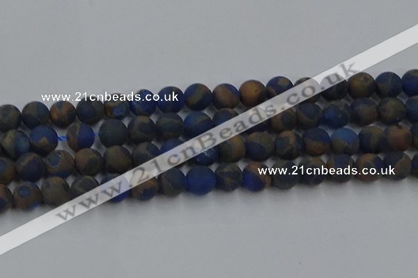 CGO264 15.5 inches 12mm round matte gold multi-color stone beads