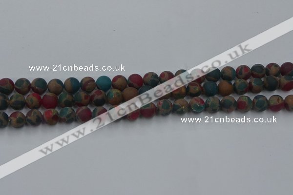 CGO266 15.5 inches 6mm round matte gold multi-color stone beads