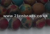 CGO268 15.5 inches 10mm round matte gold multi-color stone beads