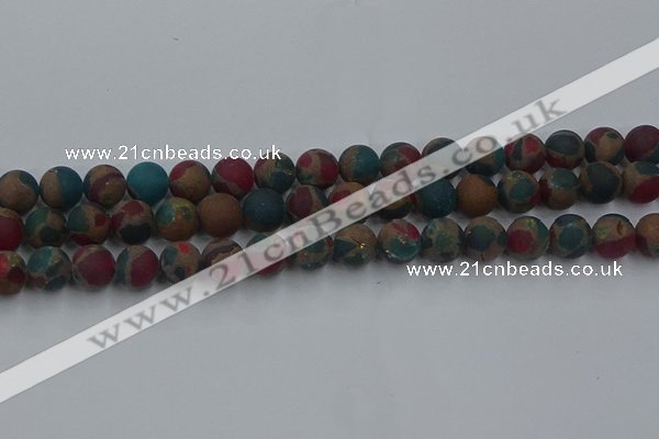 CGO268 15.5 inches 10mm round matte gold multi-color stone beads
