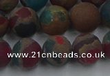 CGO269 15.5 inches 12mm round matte gold multi-color stone beads