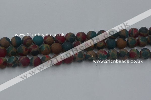 CGO269 15.5 inches 12mm round matte gold multi-color stone beads