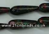 CGO28 15.5 inches 8*20mm teardrop gold multi-color stone beads