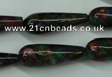 CGO30 15.5 inches 12*40mm teardrop gold multi-color stone beads